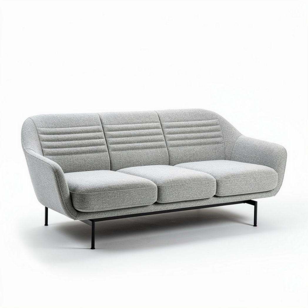 Sofa in grau mit dreisitziger sitzfläche aus stoff 180 x 80 x 75cm