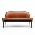 Couch aus braunem kunstleder mit schwarzen beinen 150 x 75 x 75cm