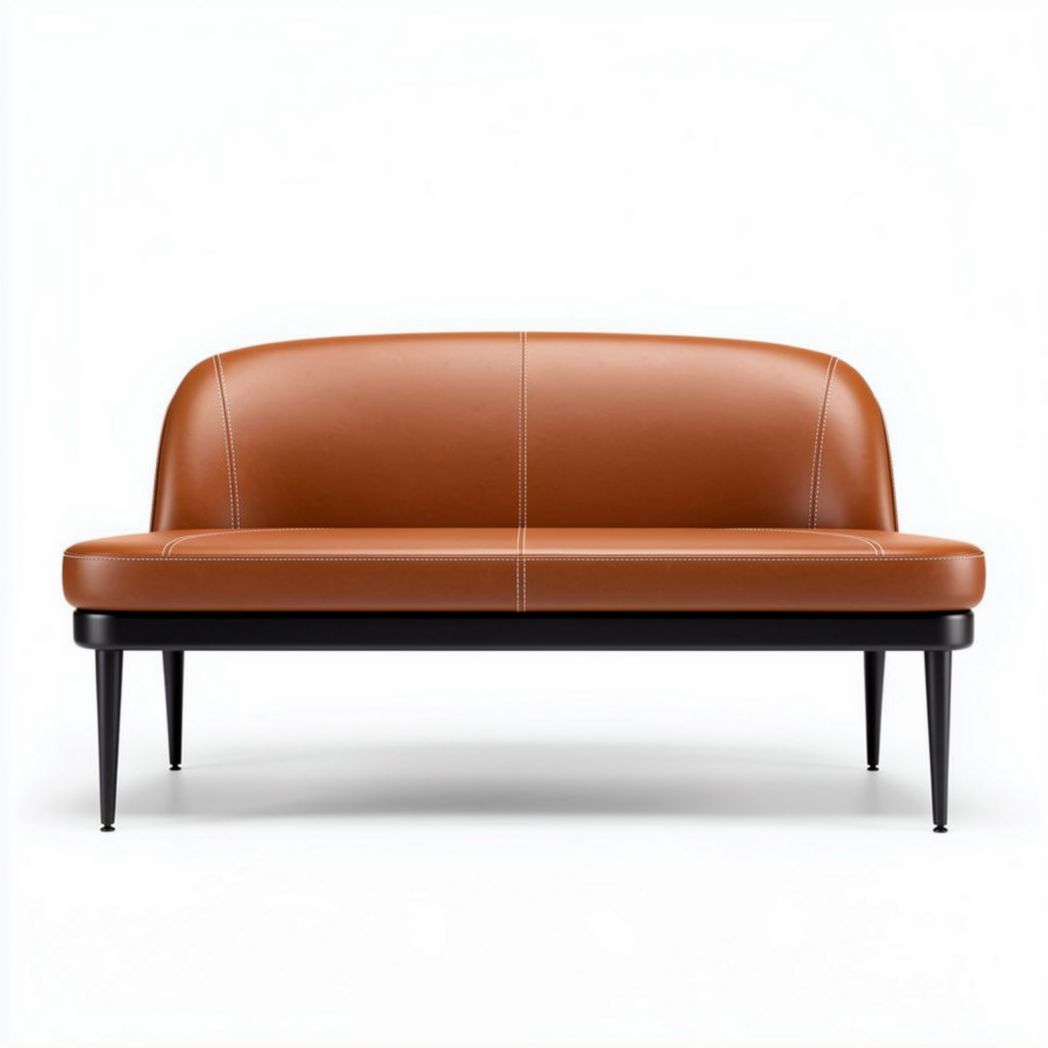 Couch aus braunem kunstleder mit schwarzen beinen 150 x 75 x 75cm