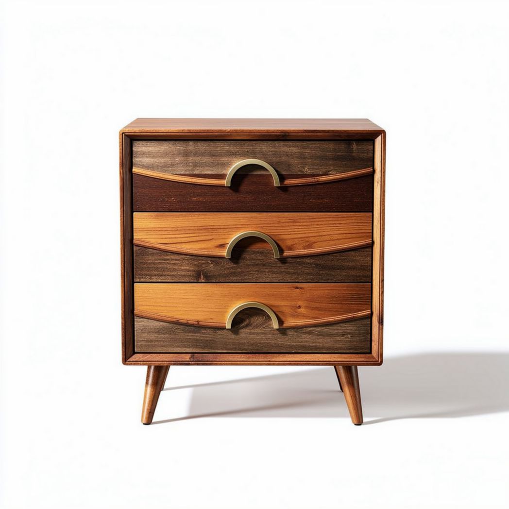Kommode aus Holz mit drei Schubladen in braun und beige 45 x 40 x 50cm