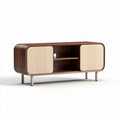 Fernsehtisch aus Holz mit zwei Türen in beige und braun 120 x 40 x 50cm
