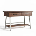 Schreibtisch aus holz mit metallsockel und zwei schubladen 120 x 60 x 75cm
