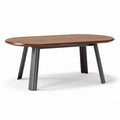 Esstisch oval 200 x 100 x 75 cm aus Holz in braun mit metallischen Beinen